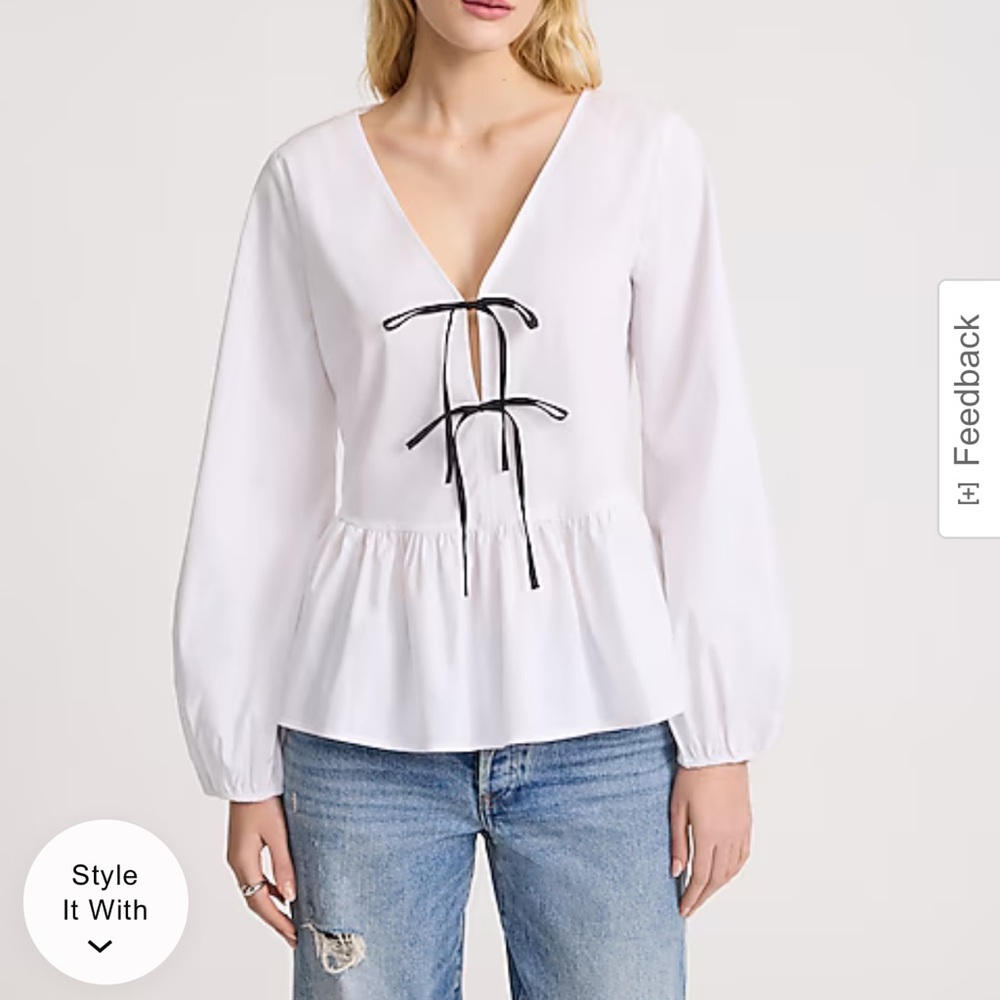 Express White and Black Blouse Elegant Top